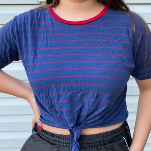 Striped cropped tee with tie from Forever 21